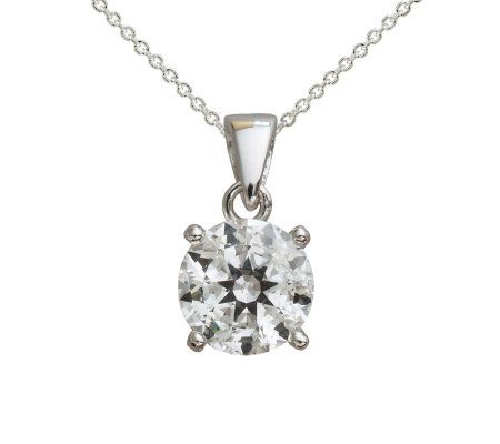 Diamonique 100-Facet 2 cttw Round Pendant, Plat inum Clad