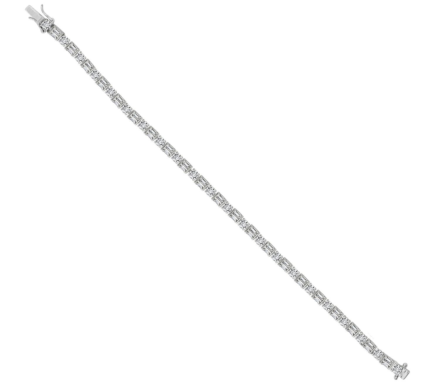 Diamonique Baguette Tennis Bracelet, Platinum C lad