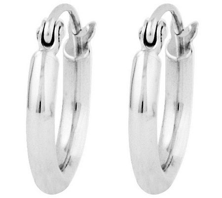 Polished 1/2 Round Hoop Earrings, 14K