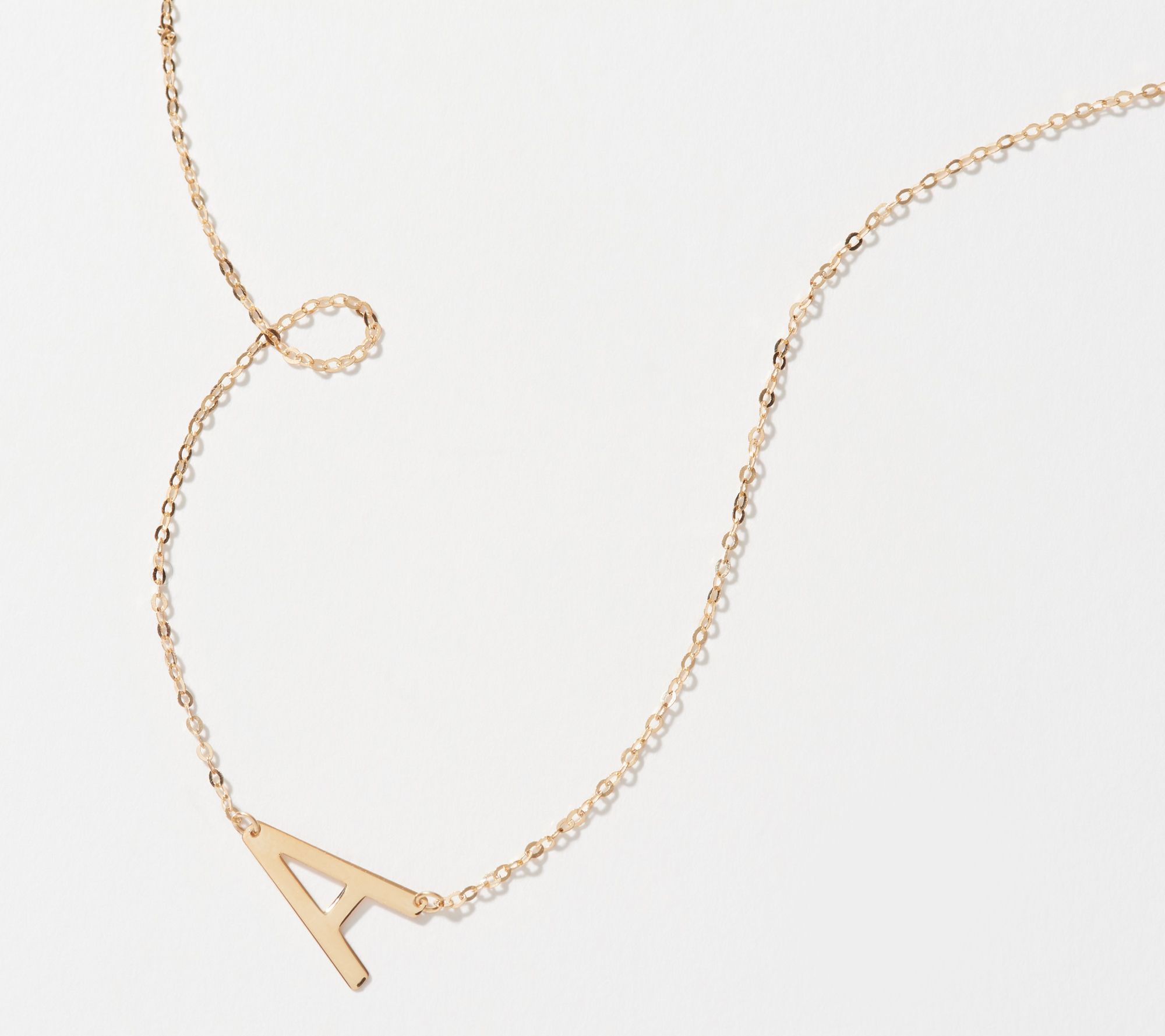 Italian Gold 14K Gold Mini Initial 18 Necklace 0.8-1.2g