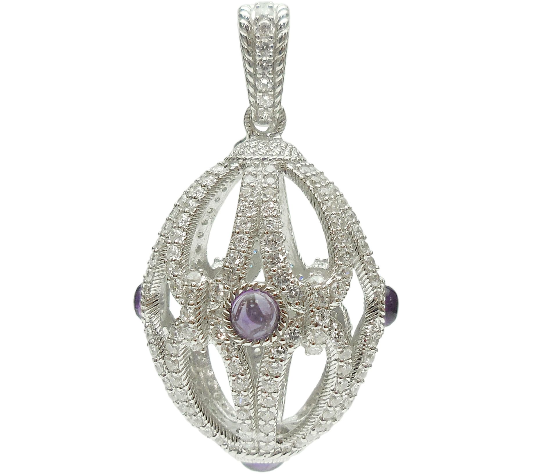 Judith Ripka Sterling Oval Gemstone & Diamoniqu e Enhancer