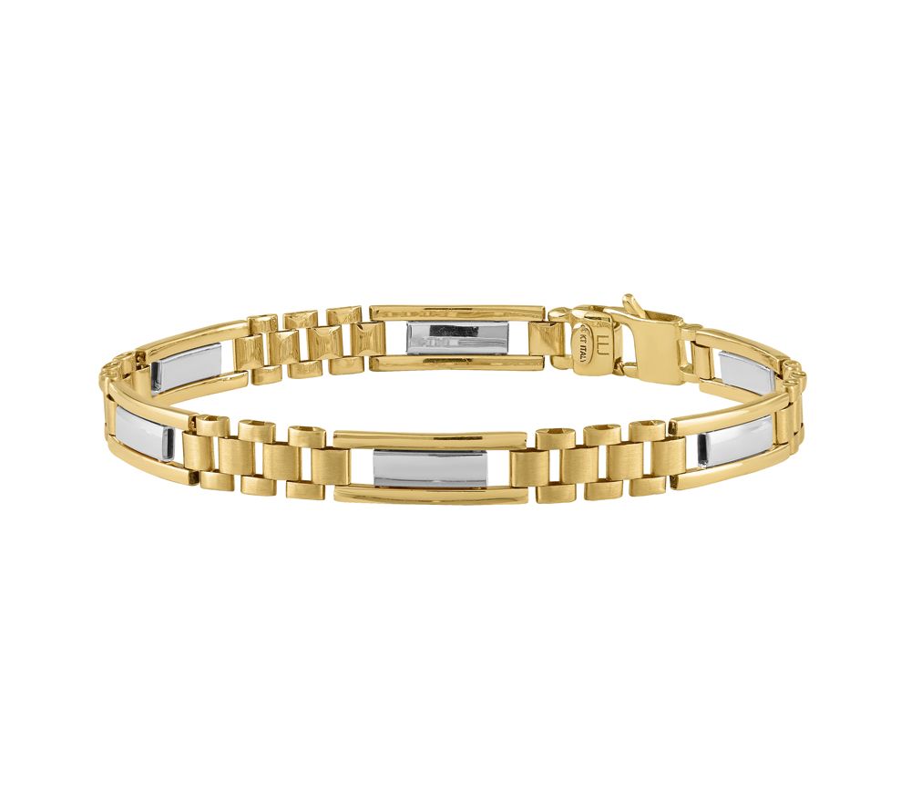 Italian Gold Stampato Polished & Brushed Bracel et 14K, 12.3g