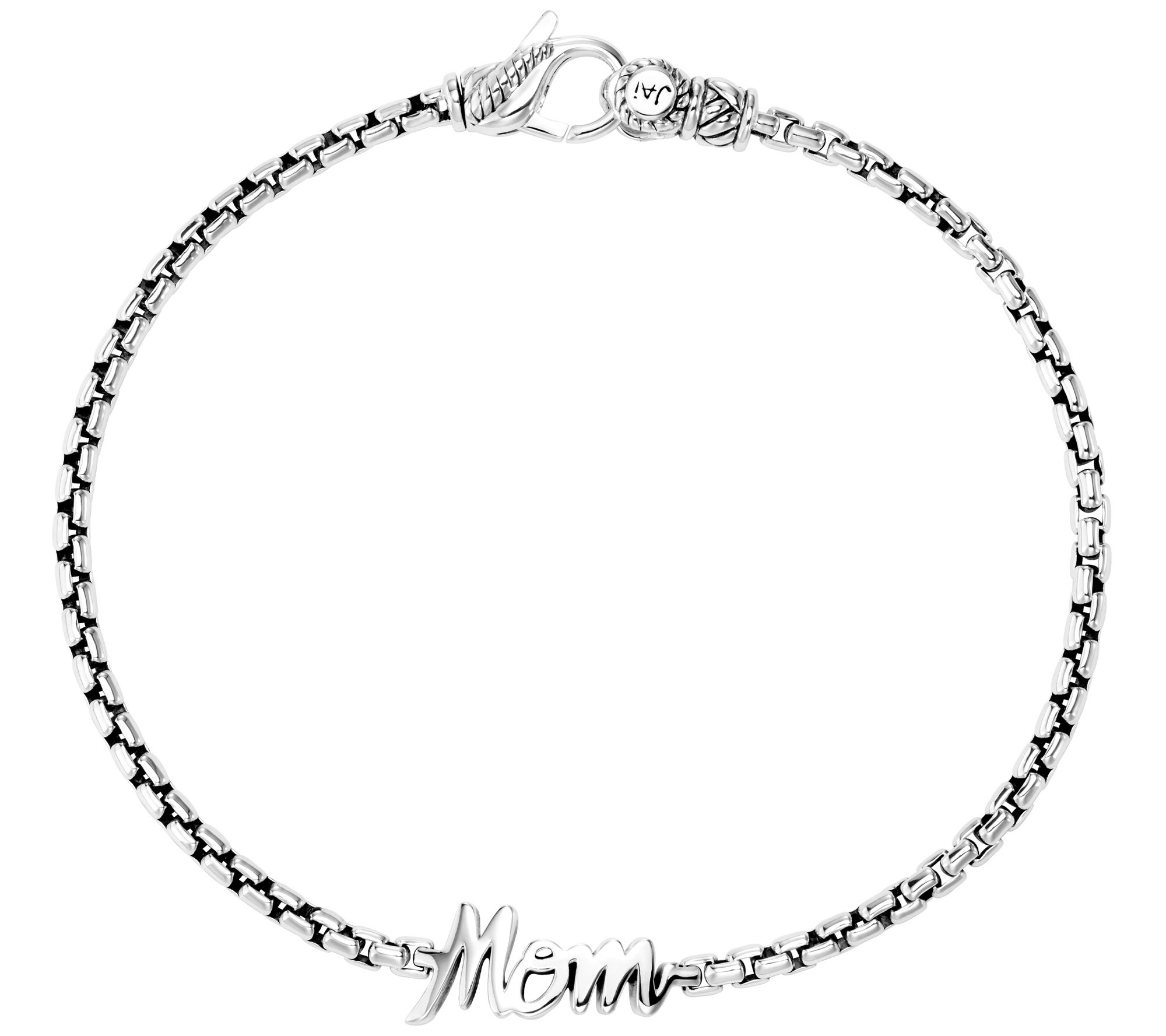 JAI Sterling Silver Mom 2.7mm Box Chain Bracelet