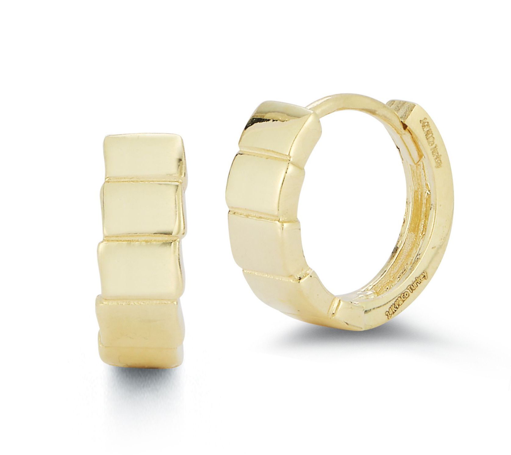 Luminosa Gold Tile Huggie Hoop Earrings, 14K