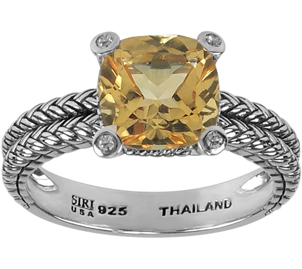 Sterling 2.00 ct Citrine and White Topaz Accen t Ring