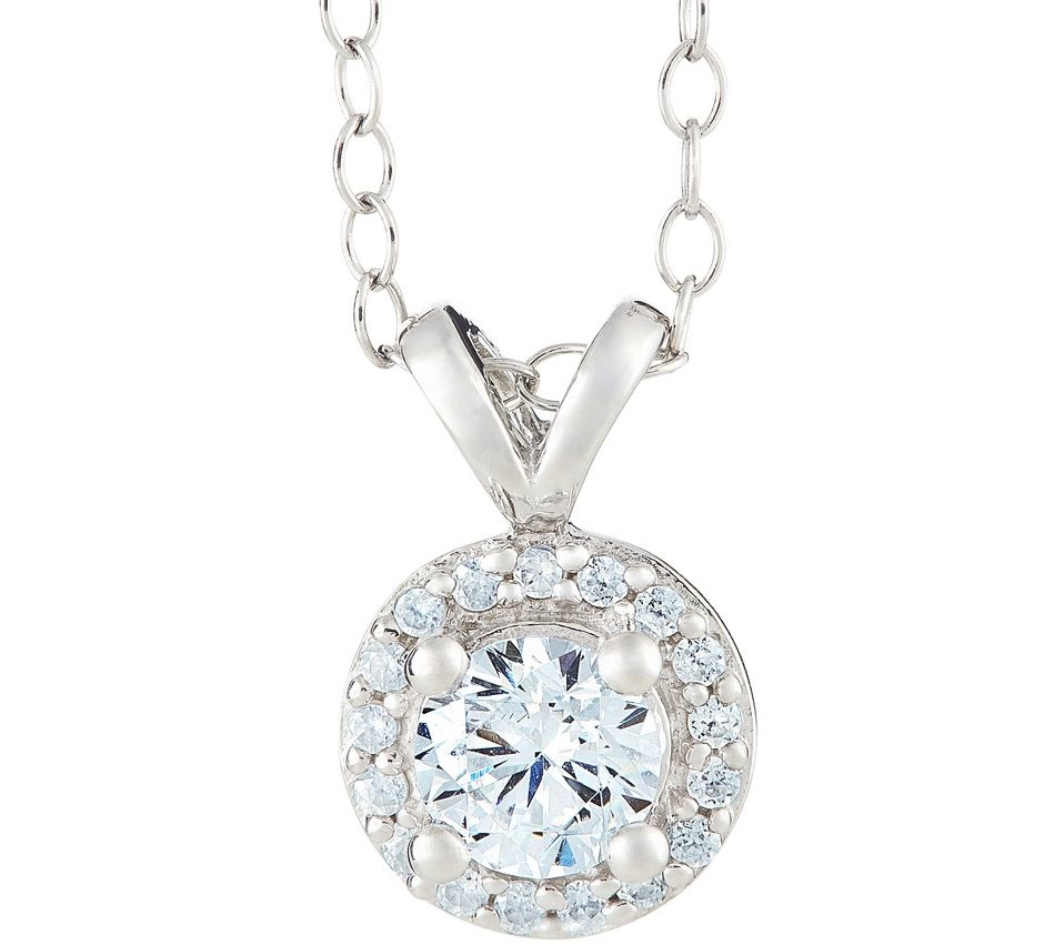 Affinity 1/4 cttw Halo Pendant, 14K White Gold