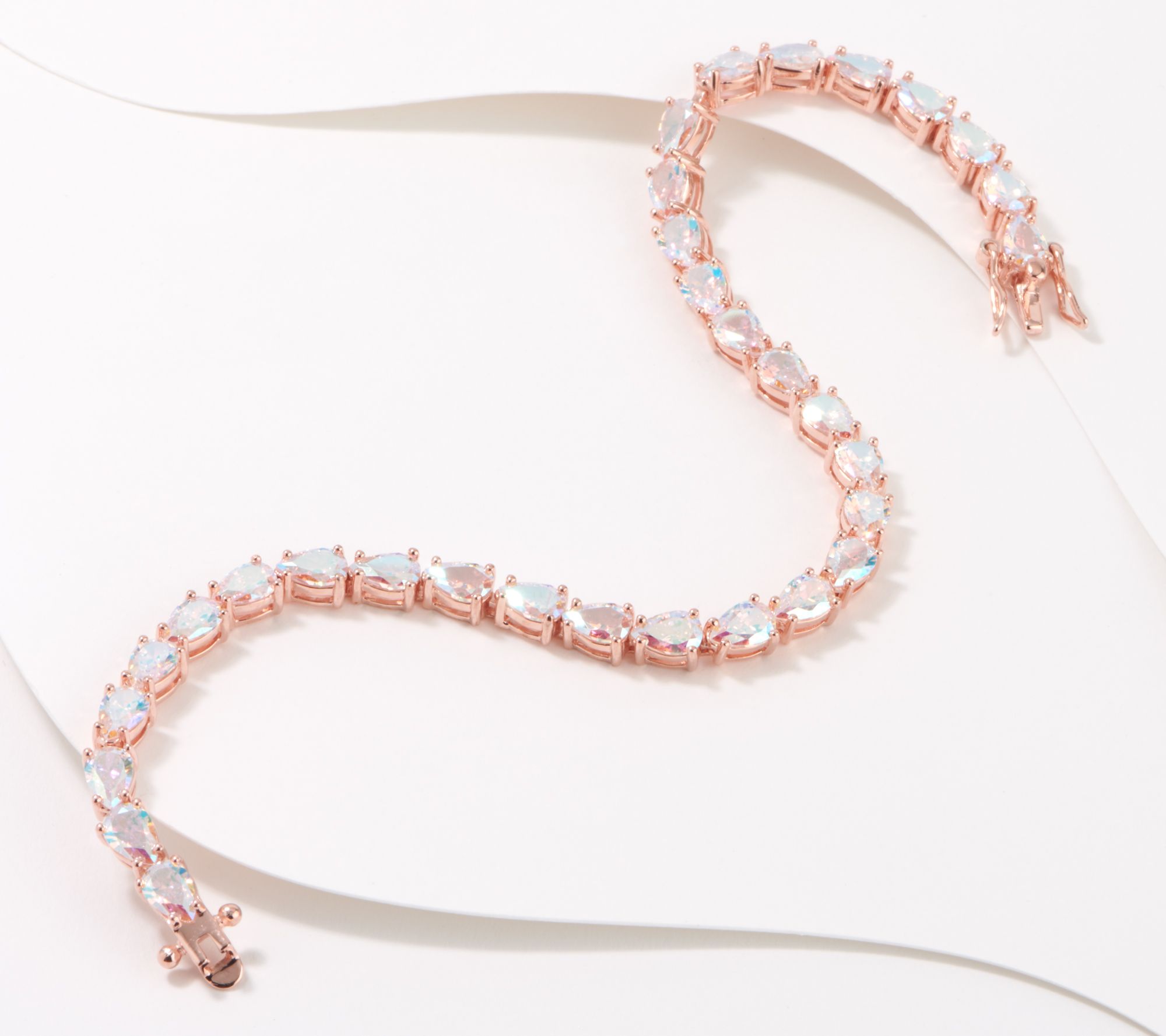Diamonique Aurora Borealis Pear Cut Bracelet, Sterling Silver