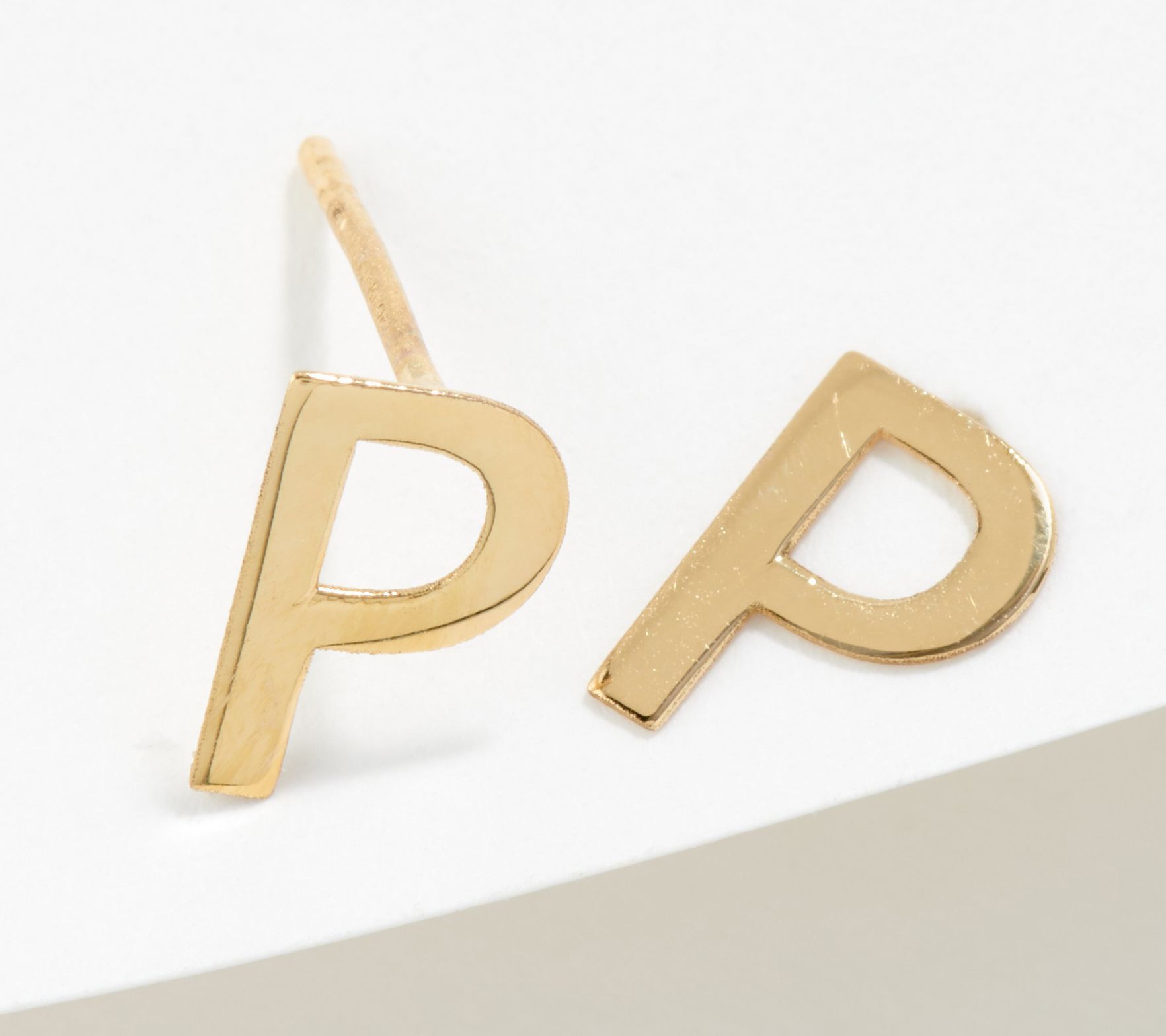 Italian Gold 14K Gold Mini Initial Stud Earrings