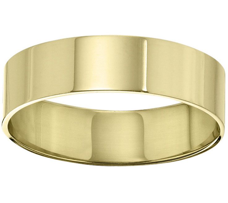 Women's 18K Yellow Gold 6mm Flat Comfort Fit Wedding Band