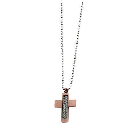 Steel by Design Mens Cross w/ 22 Bead C hain