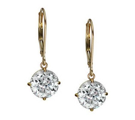 Diamonique 100 Facet 4 ct tw Lever Back Earring s, 14K Gold