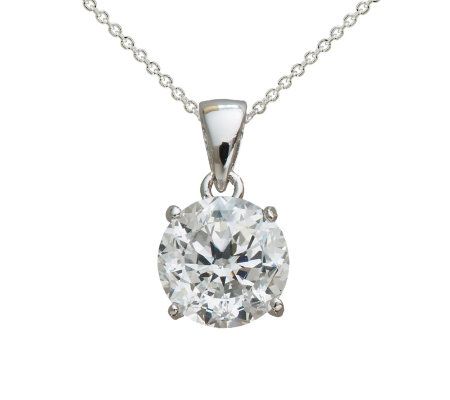 Diamonique 100-Facet Round Pendant w/ Chain, Pl atinum Clad