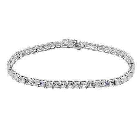 Diamonique Asscher Cut Tennis Bracelet, Platinu m Clad