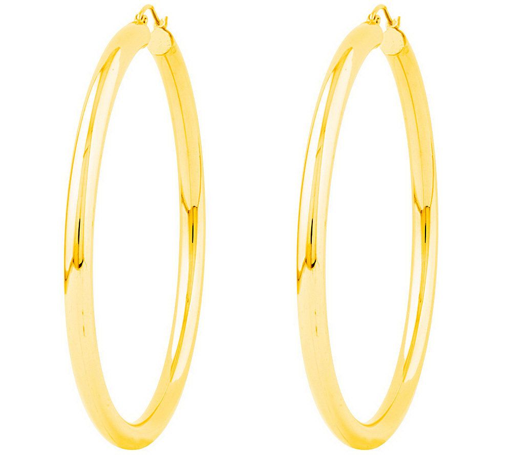 Polished 2-3/8 Round Hoop Earrings, 14K