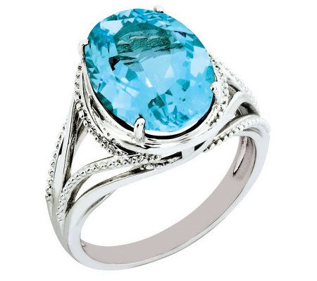 Sterling Oval Faceted Gemstone Ring