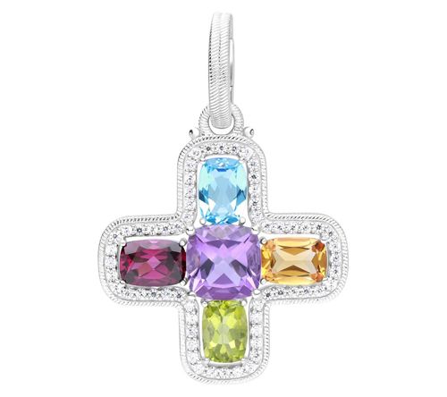 JUDITH Classic Sterling Silver Gemstone Cross Enhancer