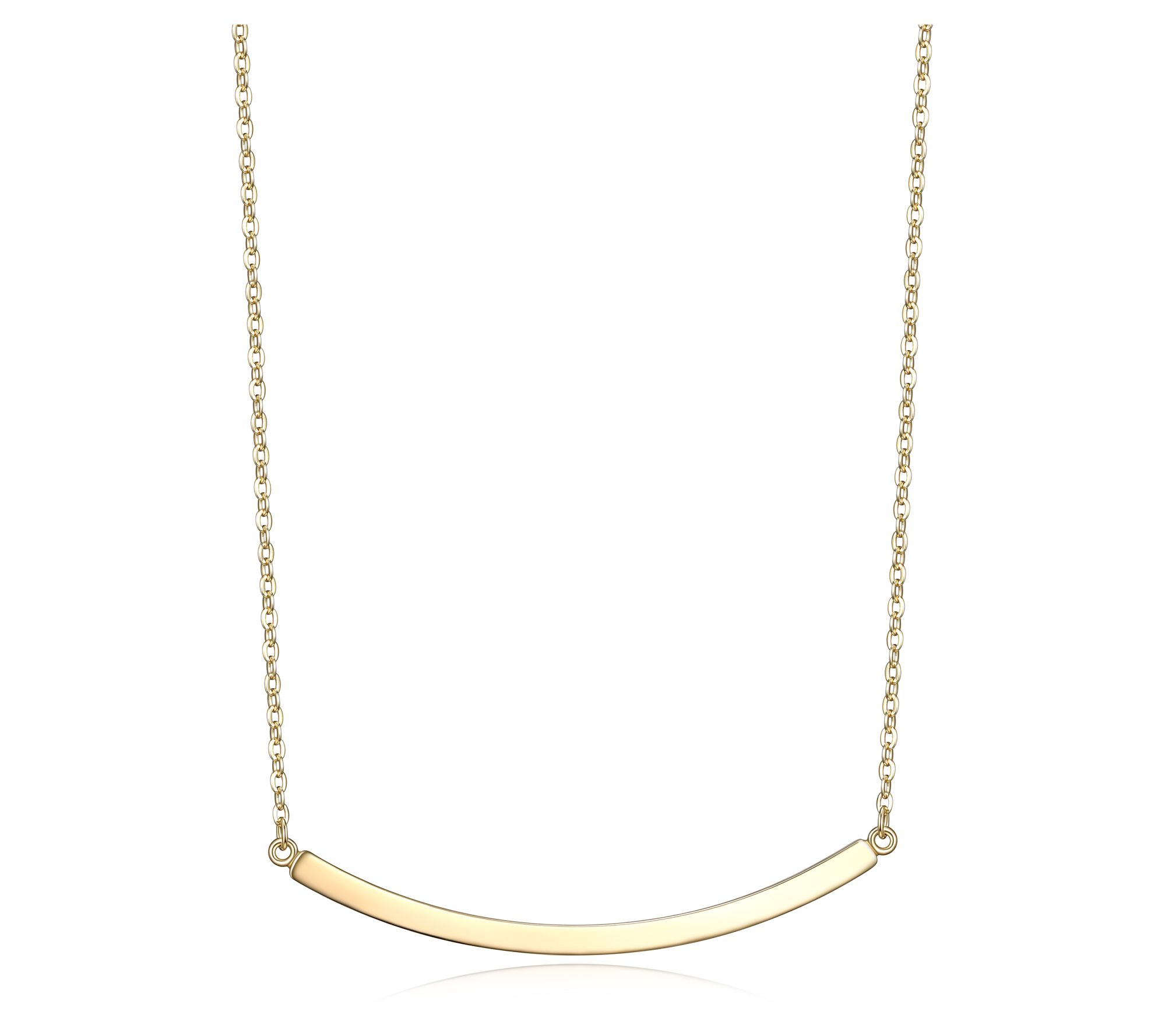 Smile Bar Polished Necklace, Sterling Silver & 8K Gold Clad