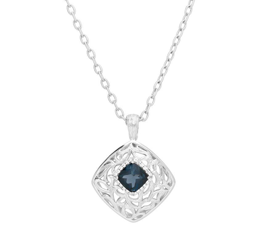 Ariva Sterling Silver London Blue Topaz Vine Pendant w/ Chain