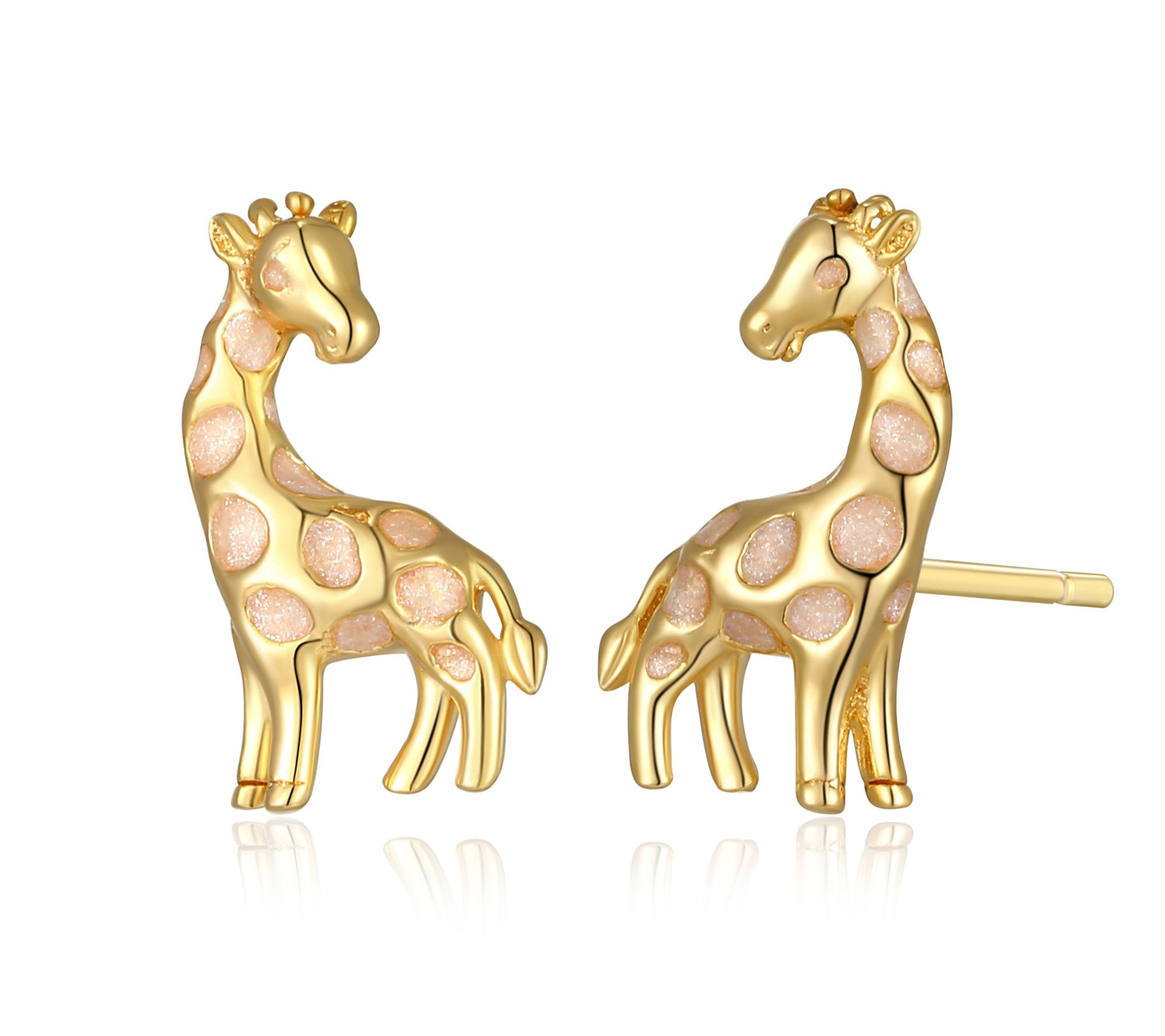 Silver Style Giraffe Stud Earrings, 18K Gold Cl d