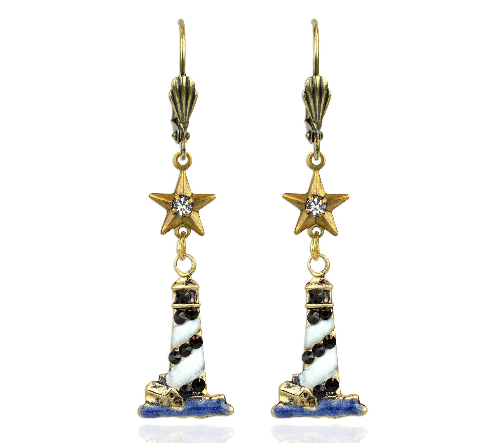 Anne Koplik Crystal Lighthouse & Star Dangle Ea rings