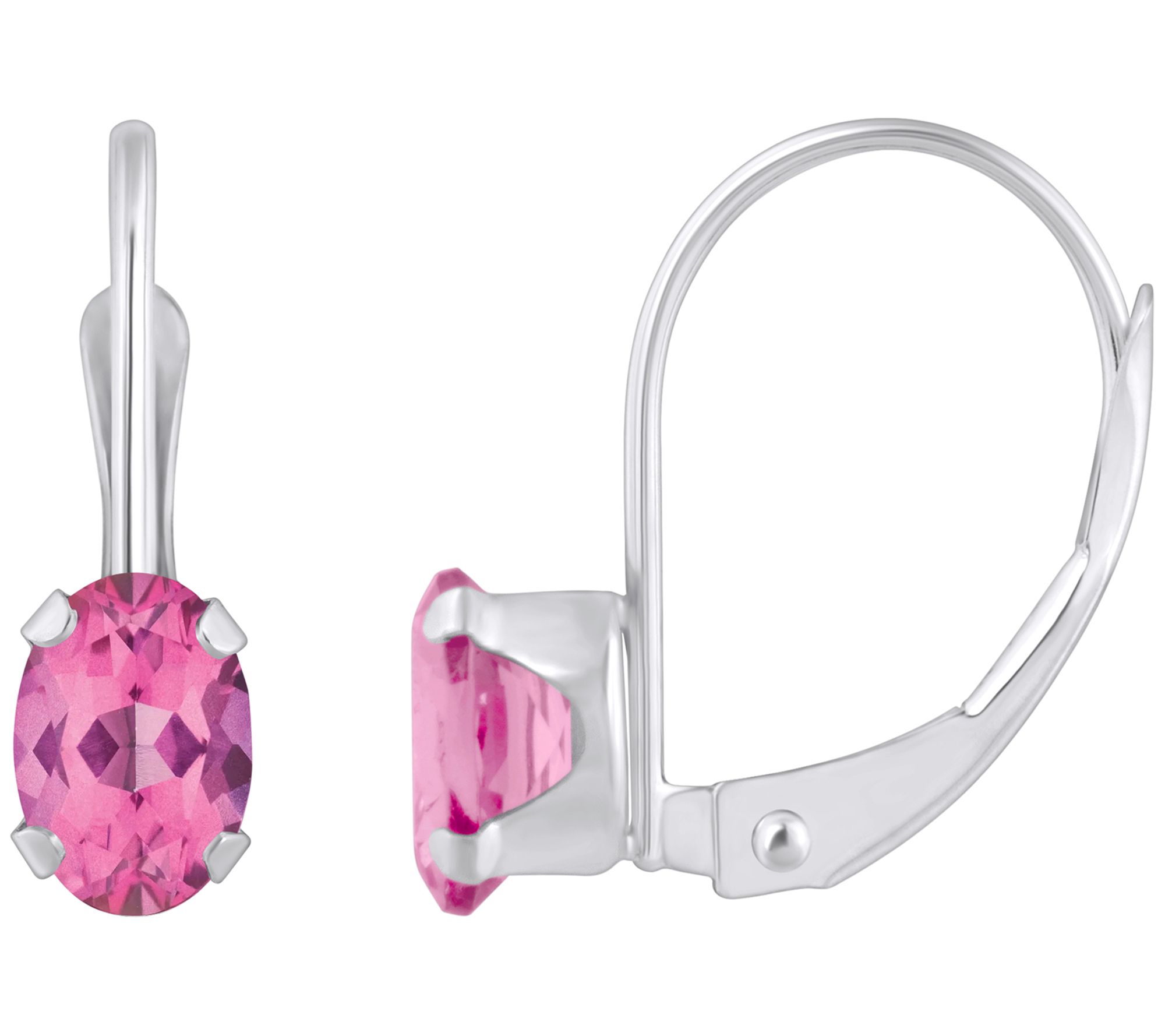 Affinity Gems Oval Leverback Earrings, 10K Whit Gold