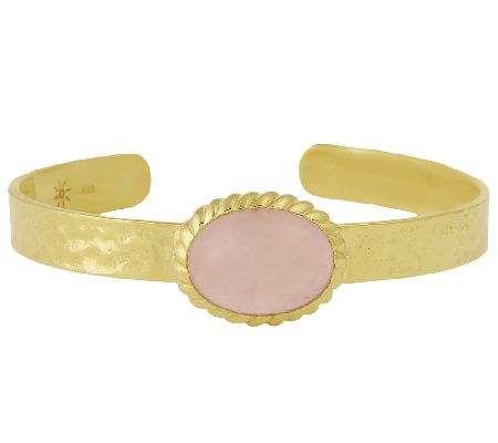 Sterling & 14K Gold-Plated Rose Quartz Cuff Bracelet