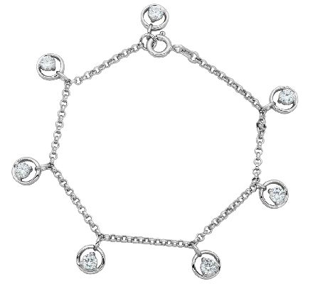 Diamonique Sterling 1.75cttw Dangle Charm Brace let