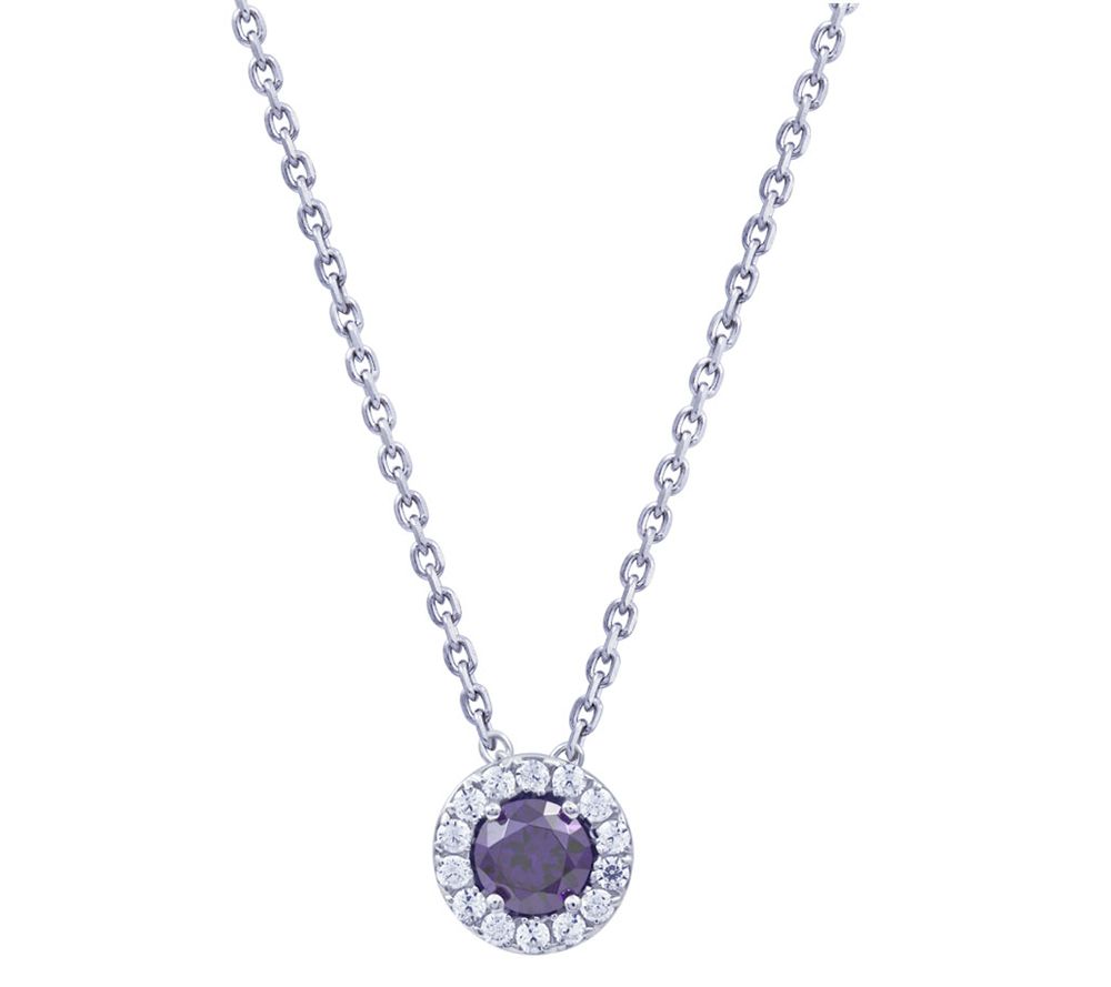 Diamonique Simulated Birthstone Halo Pendant