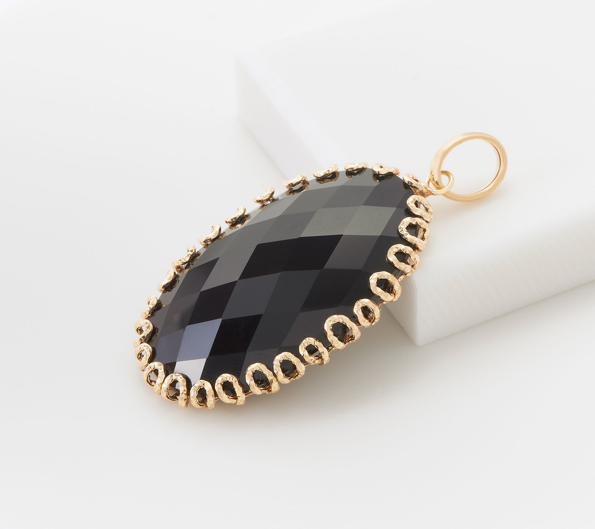 Italian Gold Bold Oval Gemstone Pendant, 14K Gold