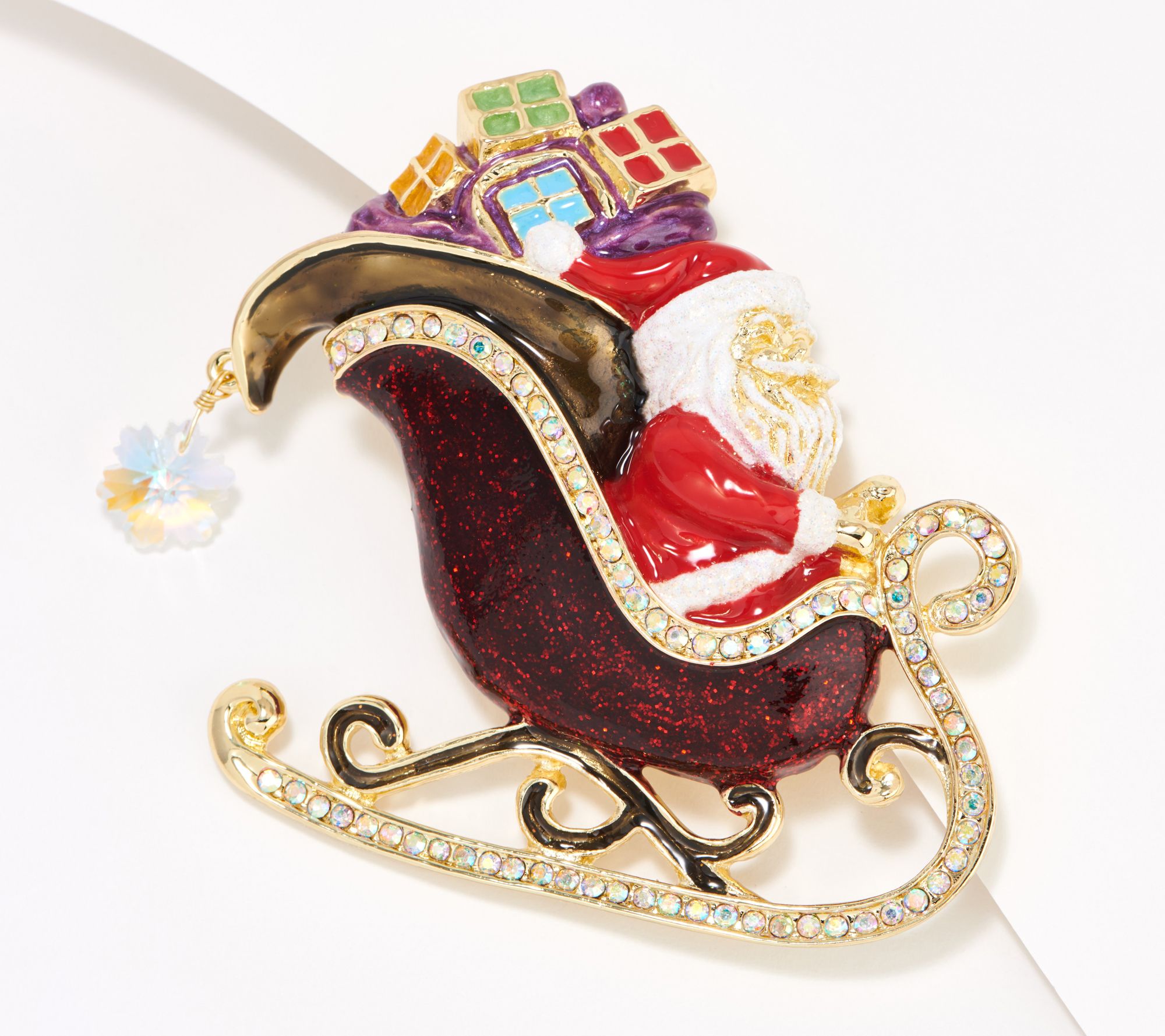 Kirks Folly Santas Magical Sleigh Couture Pin Pendant