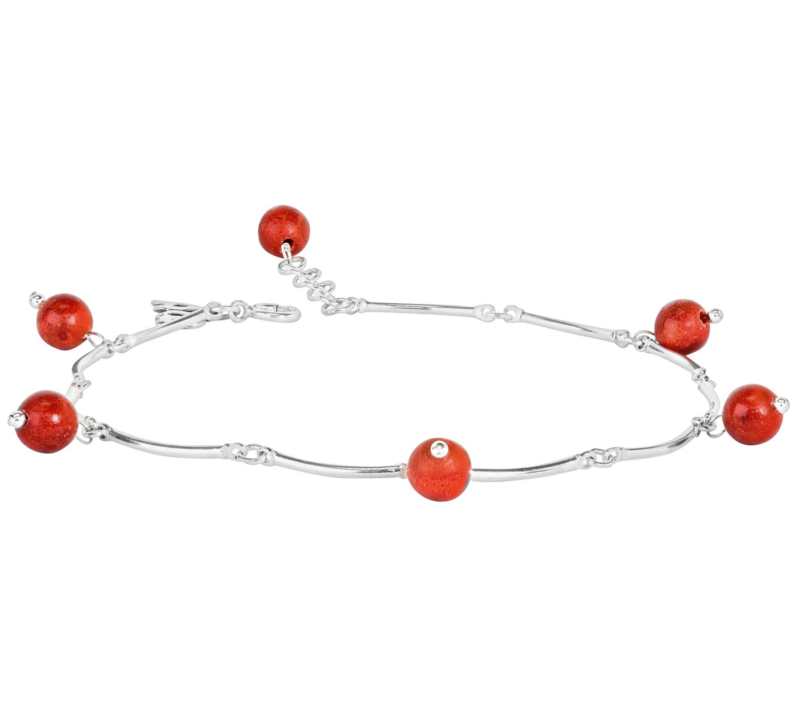 American West Sterling Silver Gemstone Bead Ank le Bracelet