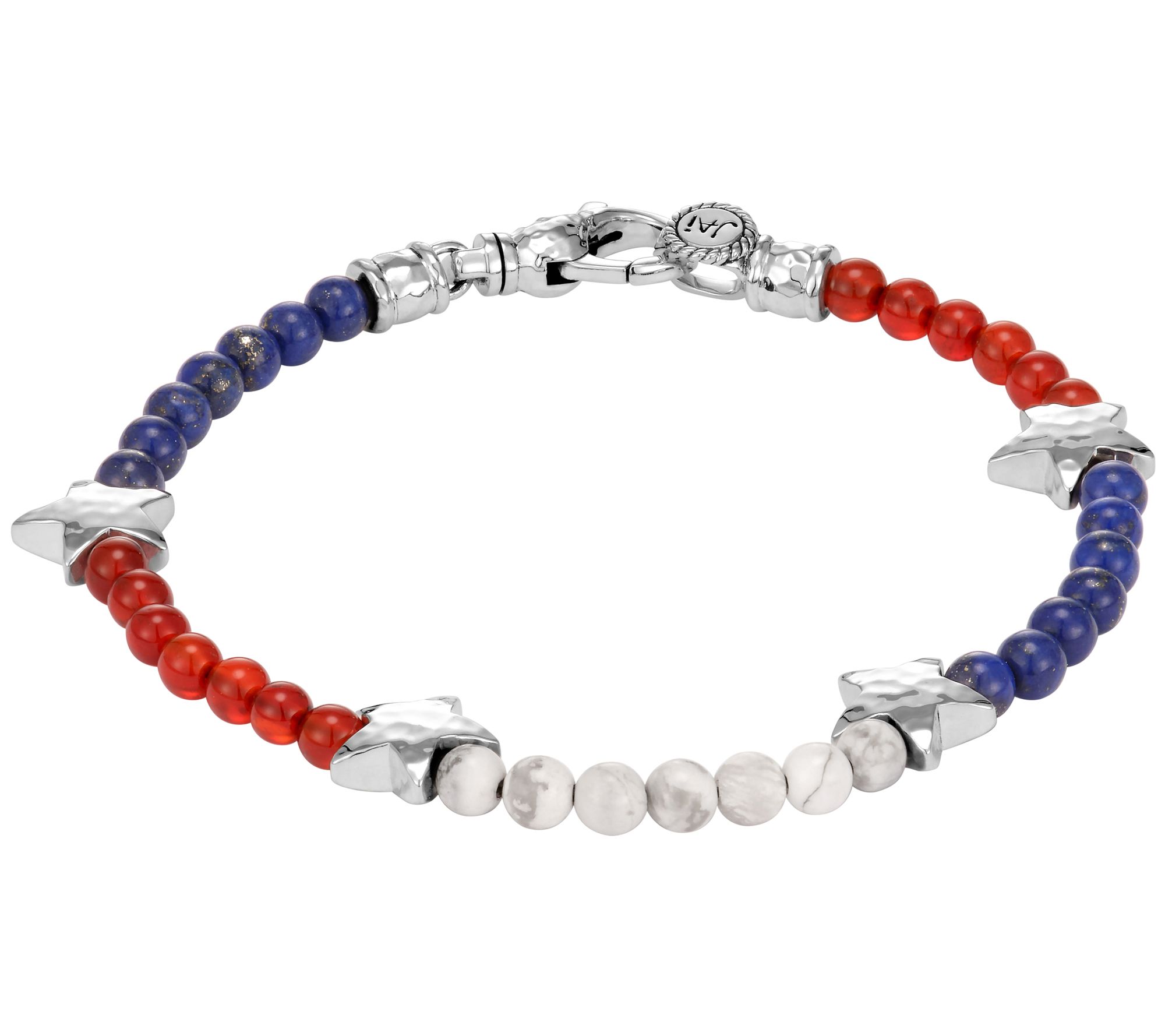 JAI Sterling Silver Patriotic Gemstone Star Bra  celet