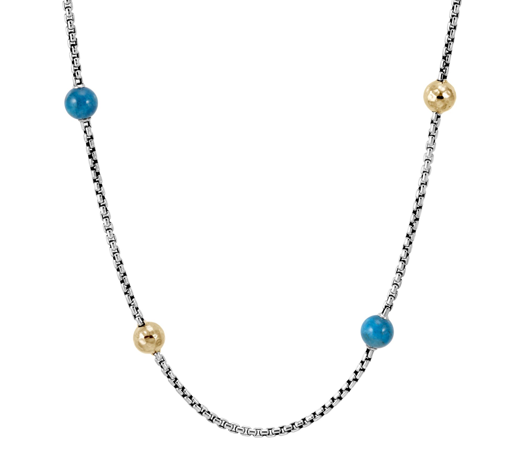 JAI Sterling Silver & 14K Gold & Blue Apatit e ead Necklace