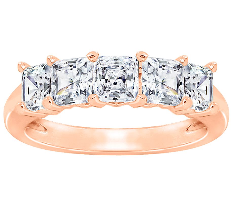 Diamonique 2.00 cttw Princess-Cut 5-Stone Ring, Sterling