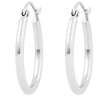 Polished 3/4 Round Hoop Earrings, 14K