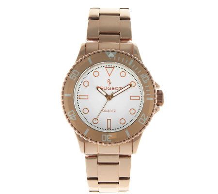 Peugeot Womens Rosetone Ratchet Bezel Watch