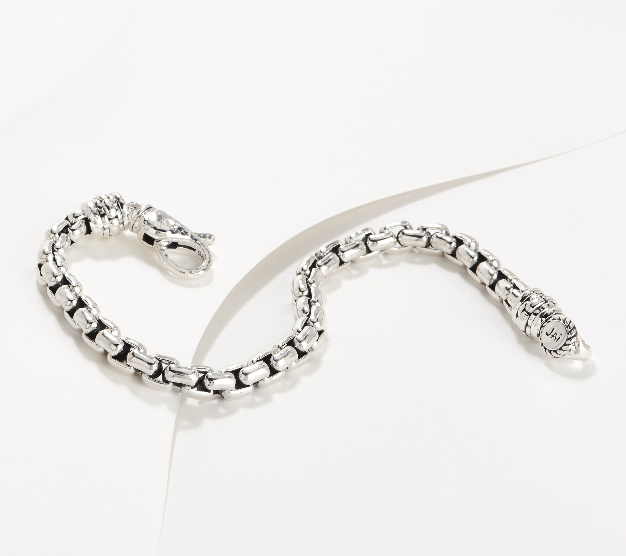 JAI Sterling Silver Mens 6mm Box Chain Bracelet