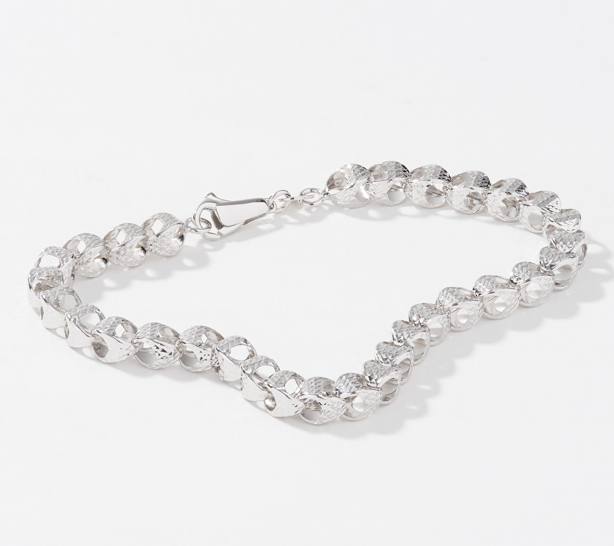 Italian Gold 14K Gold 7-1/4 Scintillated Bracelet, 2.8g