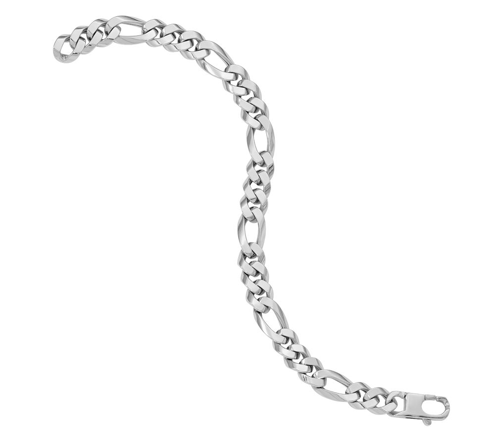 Italian Gold 8.75mm Flat Figaro Link Bracelet 1 4K, 12.7g