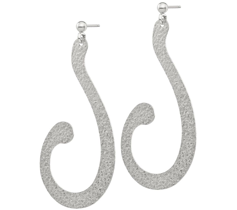 Italian Silver Freeform Textured Dangle Earring s