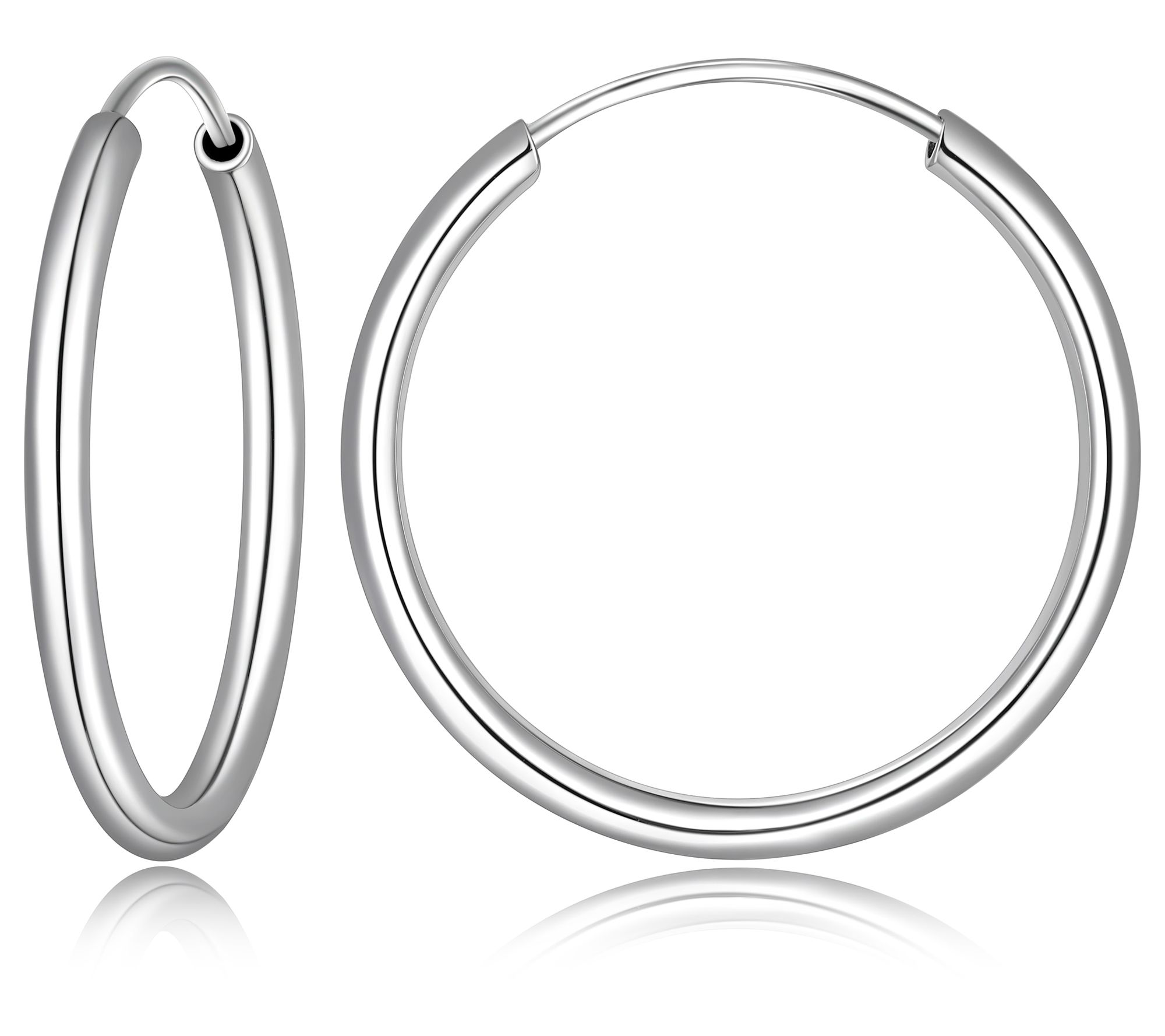 Silver Style 1" Round Endless Hoop Earrings, St rling