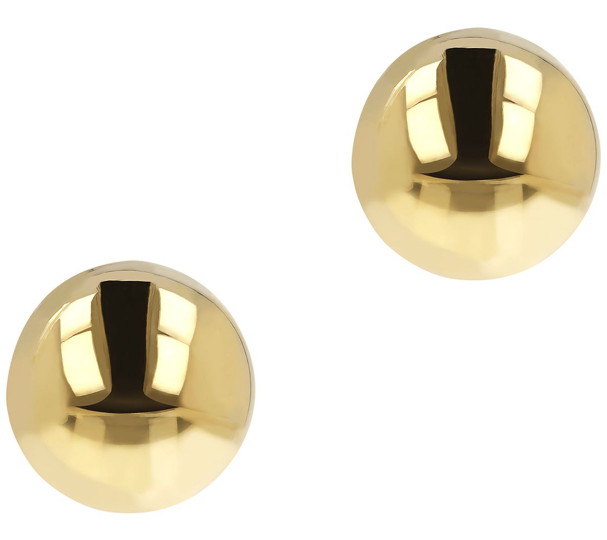 Italian Silver Polished 12mm Semi-round Bead Earrings