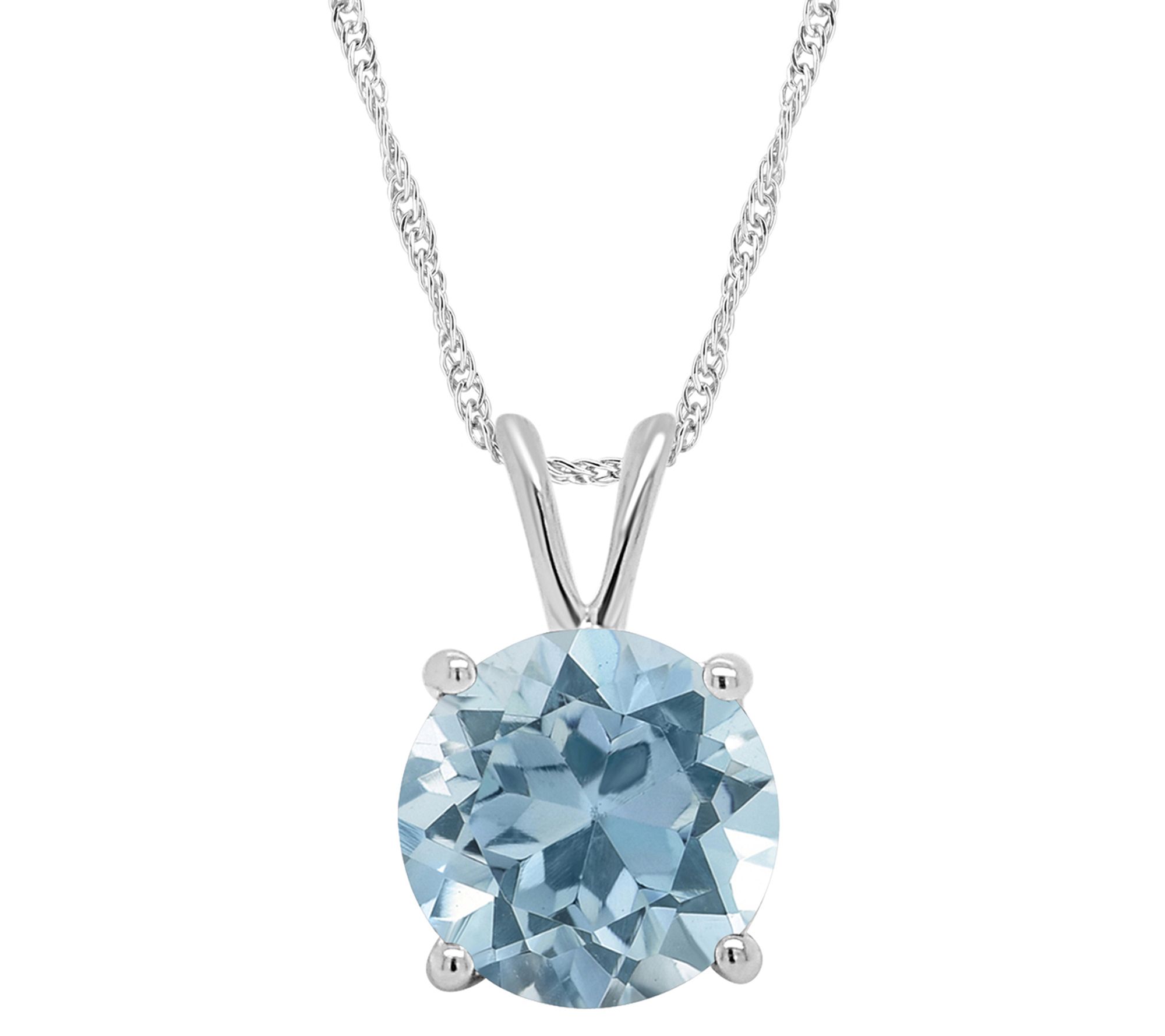 14K Gold 2.20 cttw Round Sky Blue Topaz Pendant with Chain