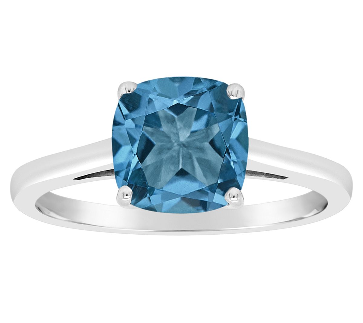 14K Gold Cushion Cut 2.50 cttw London Blue Topaz Gemstone Ring