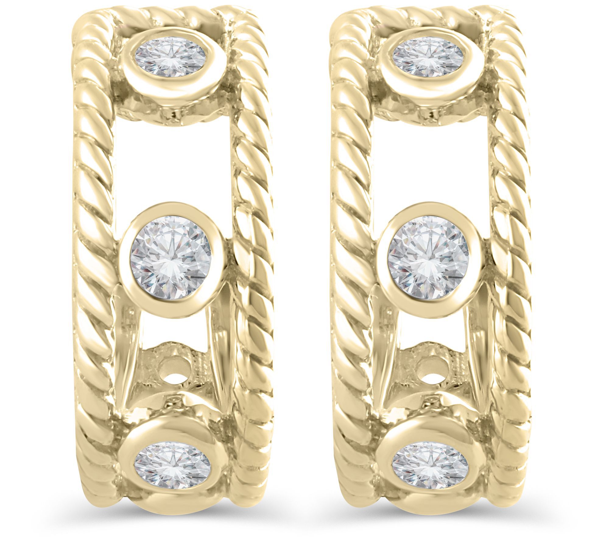Judith Ripka 14K Gold 0.15 cttw Diamond Hoop Ea rrings