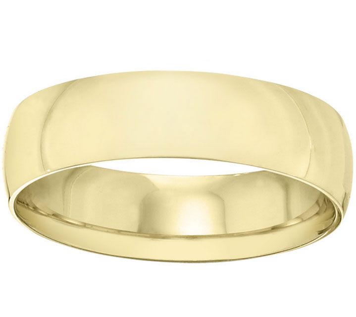Men's 18K Yellow Gold 6mm Half-Round Wedding Ba nd