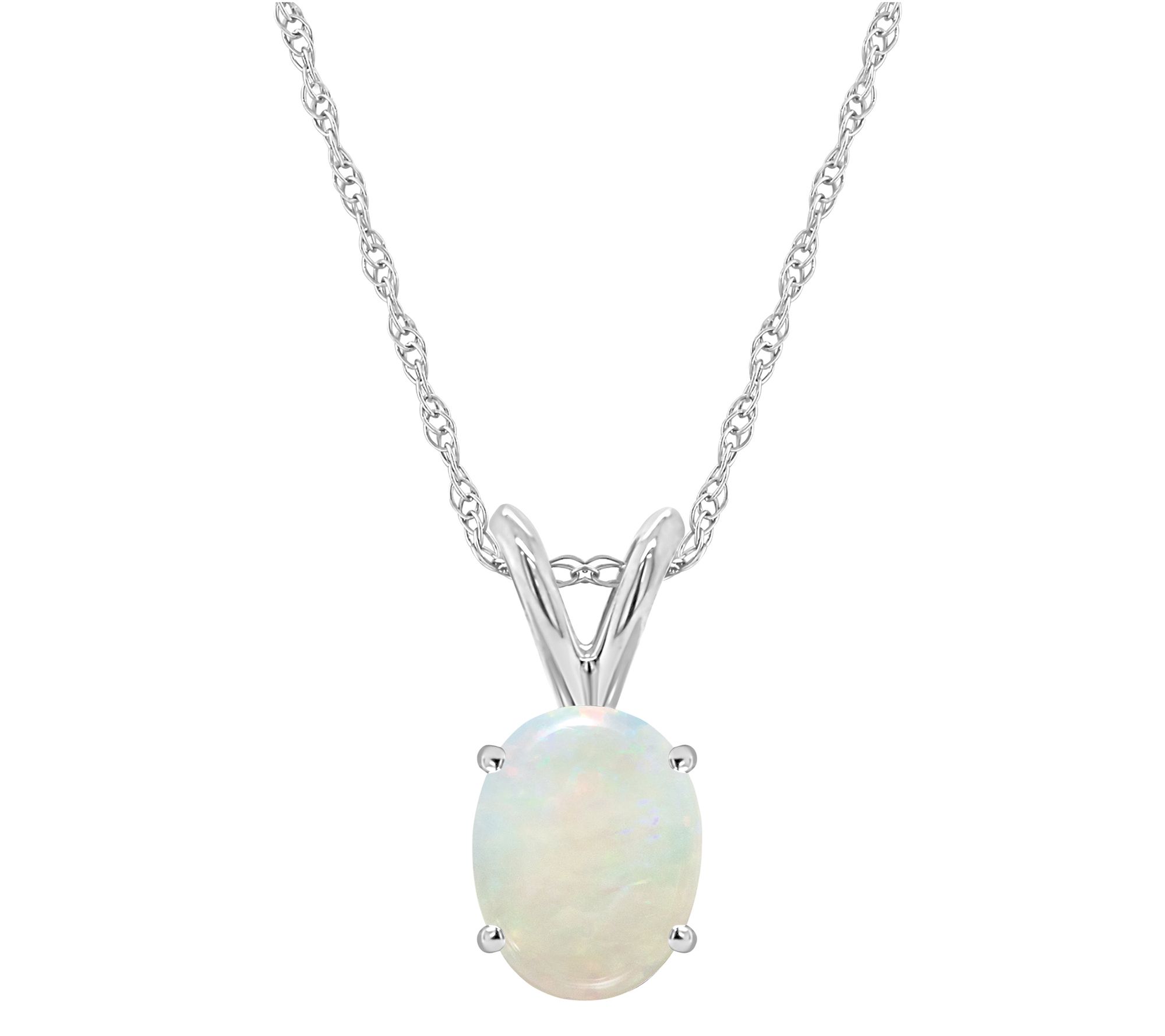 QVC 14K Gold 0.70 cttw Oval Opal Pendant with Chain