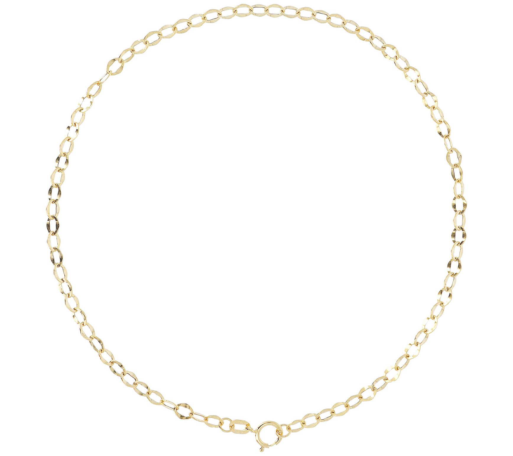 Italian Gold 9 Hammered Rolo Link Ankle Bracel et, 10K