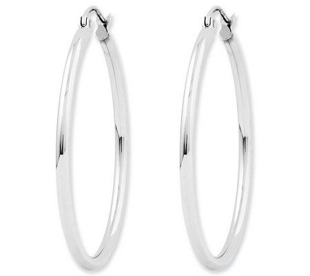 Polished 1-3/8 Round Hoop Earrings, 14K