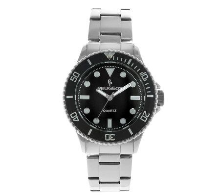 Peugeot Mens Silvertone Ratchet Sport Bezel Wa tch